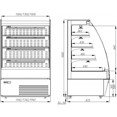 Горка холодильная Полюс Carboma 1600/875 ВХСп/ВТ-1,3 (cтеклопакет) тепло/холод