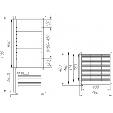 Кондитерский шкаф Полюс R120C Сarboma (D4 VM 120-1 (коричнево-золотой, 1/2, Inox))