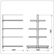 Островной стеллаж Eco Line L=1000 мм H=1600 мм