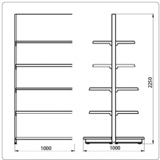 Островной стеллаж Eco Line L=1000 мм H=2250 мм