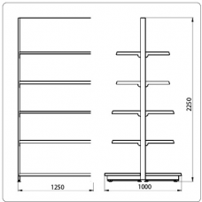 Островной стеллаж Eco Line L=1250 мм H=2250 мм