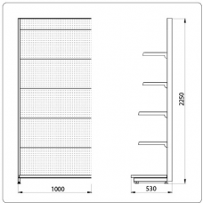 Пристенный перфорированный стеллаж Eco Line L=1000 мм H=2250 мм