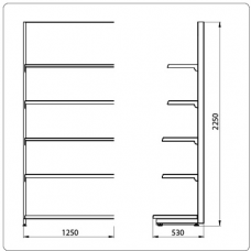 Пристенный стеллаж Eco Line L=1250 мм H=2250 мм