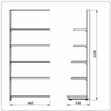 Пристенный стеллаж Eco Line L=665 мм H=2250 мм