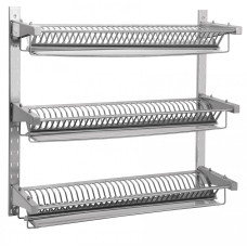Полка для сушки тарелок ABAT ПСТ-3 (1000x300 мм) настенная, 3 кассеты, 110 тарелок, лоток для сбора воды