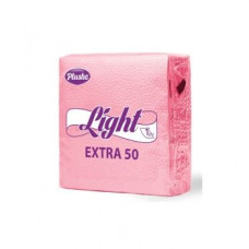 Салфетки Plushe Light Extra 50, 1 слой, 40 лист, белая/пастель, сплошное, 35 в уп, розовый