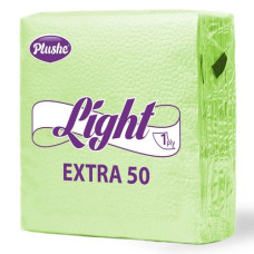 Салфетки Plushe Light Extra 50, 1 слой, 40 лист, белая/пастель, сплошное, 35 в уп, салатовый