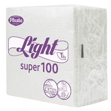 Салфетки Plushe Light Super 100, 1сл, 75л, белый, сплошное, 20 в уп