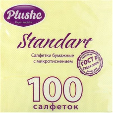 Салфетки Plushe Standart МИКРОтиснение,1cл,100л,бел/пастель,20 в уп, желтый