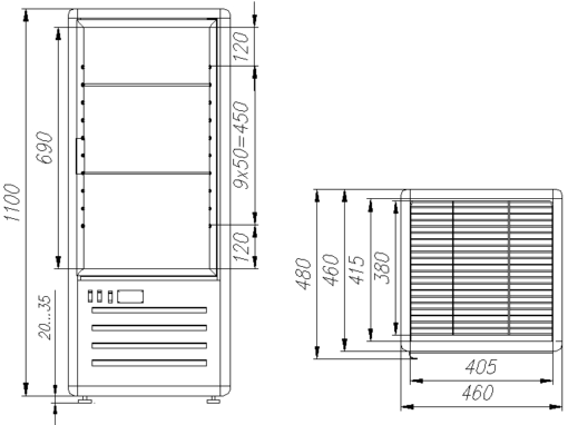 Кондитерский шкаф Полюс R120C Сarboma (D4 VM 120-1 (бежево-коричневый